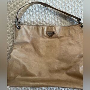 Waxed leather shoulder bag